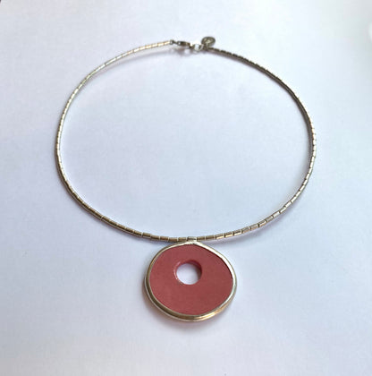 Collar Disco Grande Rosado