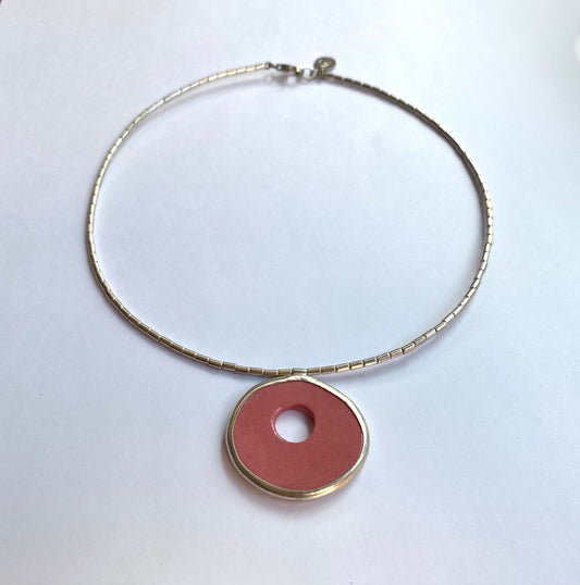 Collar Disco Grande Rosado