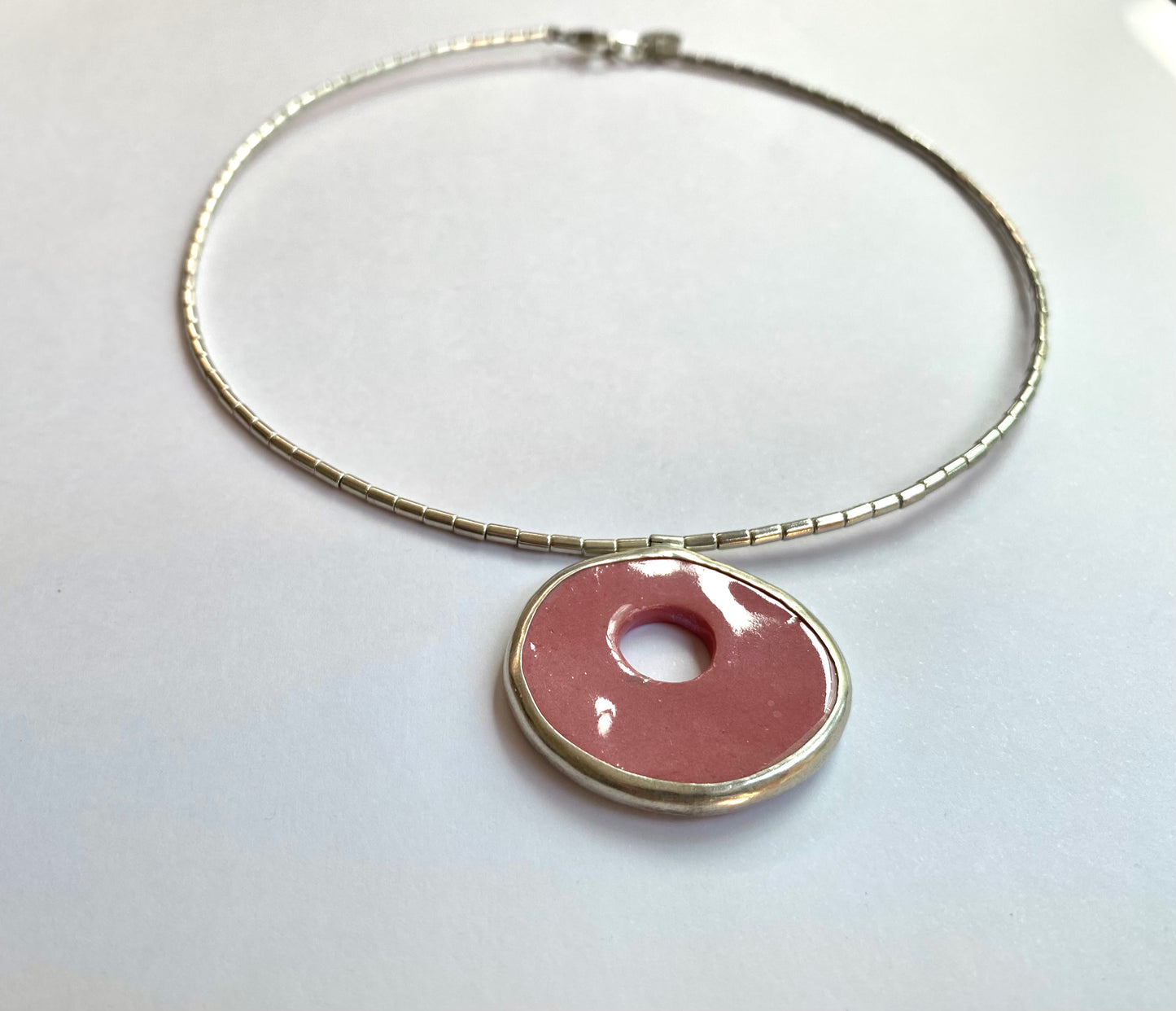 Collar Disco Grande Rosado